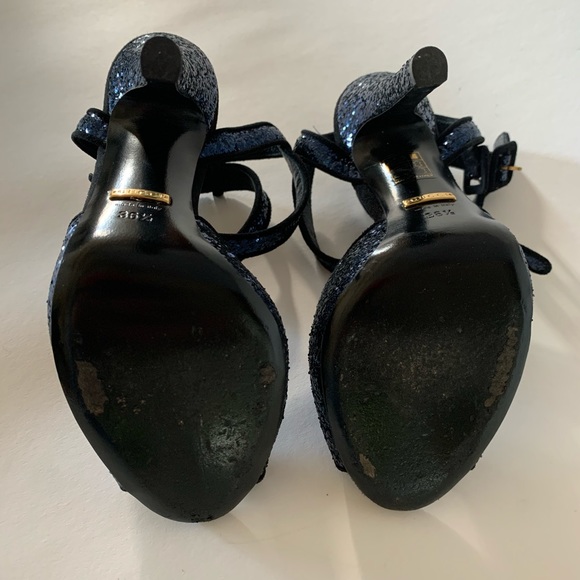 GUCCI Double Ankle Strap Glitter Heel Sandal - Picture 6 of 8
